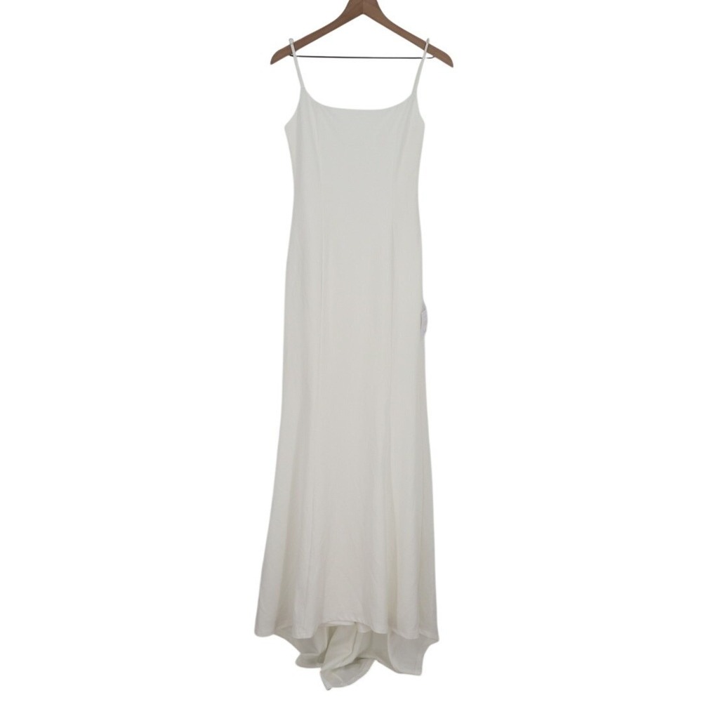 Lulus Blessed Romance Maxi Dress Womens M White Sleeveless Button Back Mermaid - Picture 2 of 9